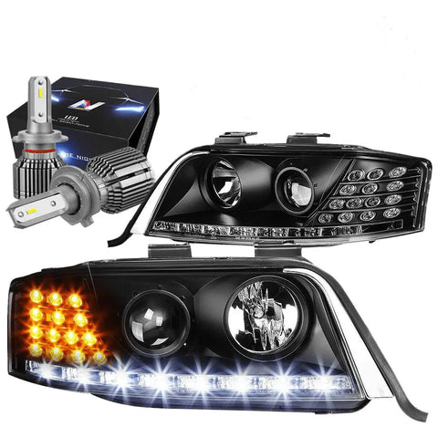 For 2006-2010 Dodge Charger Lx Turn Signal Headlight W/Led Kit Slim Style Black DNA MOTORING