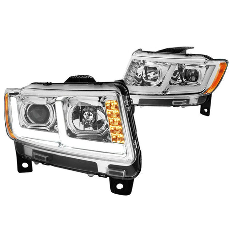 For 2011-2013 Jeep Grand Cherokee Led Drl Projector Headlight/Lamps Chrome/Amber DNA MOTORING