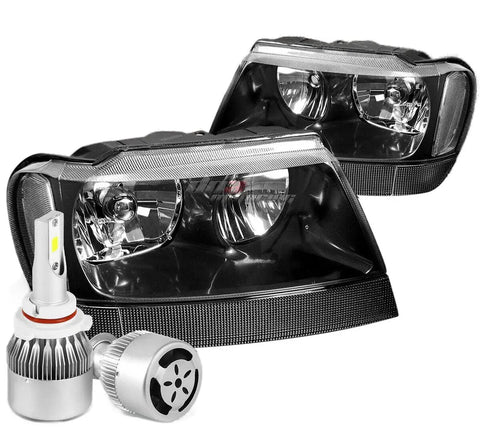 For 2014-2016 Grand Cherokee Projector Headlights W/Led Kit Slim Style Smoked DNA MOTORING