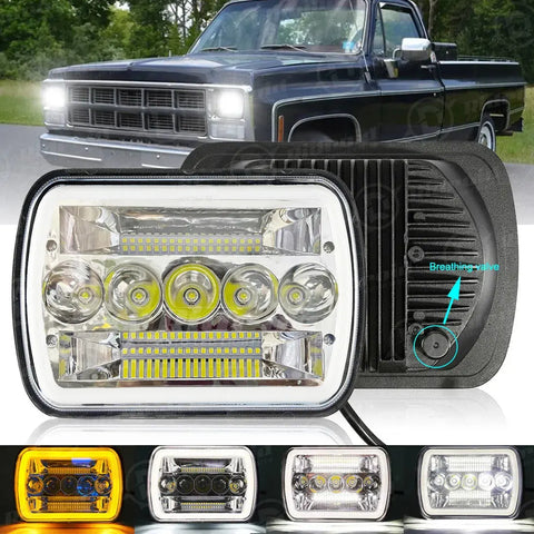 For 82-93 Chevy S10 Blazer Gmc S15 7X6 Projector Halo Led Headlight Hi/Lo EB-DRP