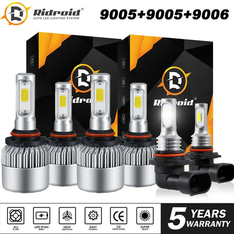 For Dodge Ram 1500 2500 3500 2016-2019 Led Headlight Bulb High Low Fog Combo 6X EB-DRP