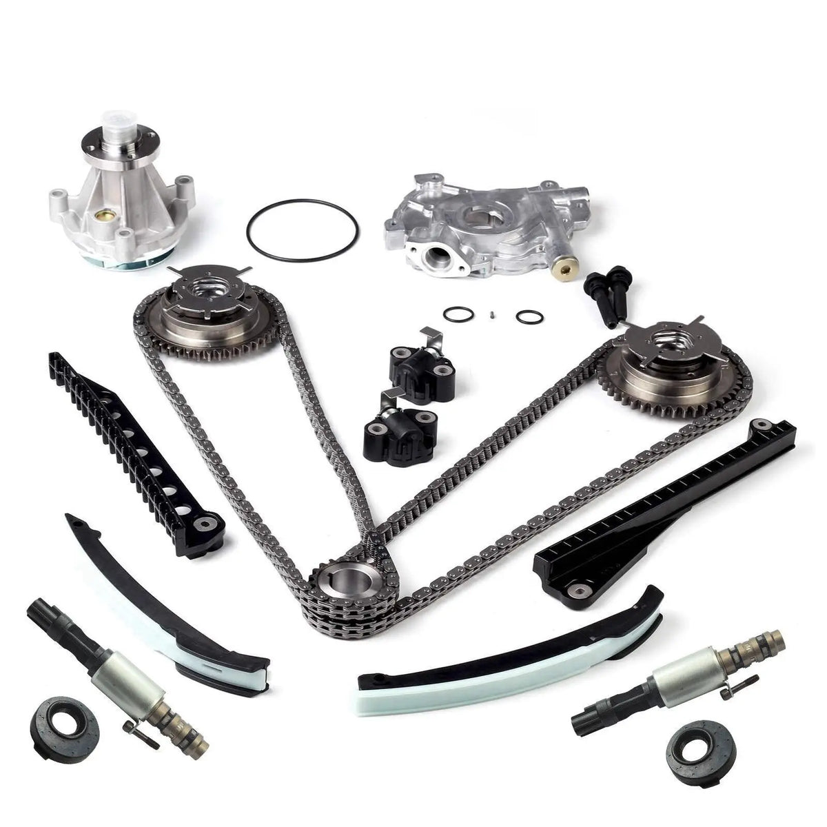 For Ford 5.4L 3V Timing Chain Kit Cam Phaser Water Pump Oil Pump Solen ...