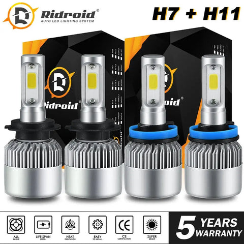 For Hyundai Santa Fe 2013-2016 H7 H11 Led Headlight Bulbs High Low Beam Combo 4X EB-DRP