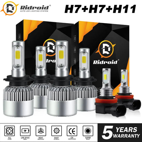 For Hyundai Sonata 2011 2012 2013 2014 Led Headlight Bulbs + Fog Lamp Combo Kit EB-DRP