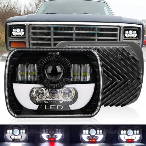 For Toyota Pickup Truck 7X6'' 5X7" Sealed Beam Halo Drl Led Headlight W/ H4 Bulb EB-DRP