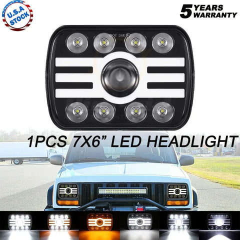 For Toyota Pickup Truck 7X6" 6X7Inch Rectangle Led Hi-Lo Drl Bulb Headlight EB-DRP