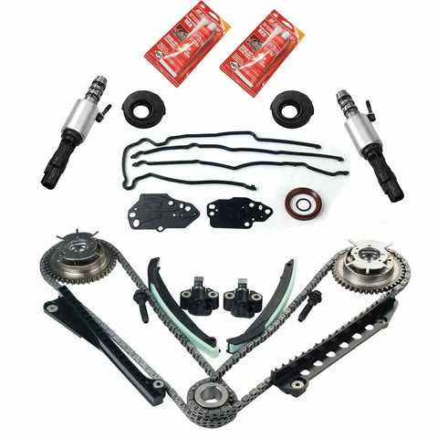 Ford 5.4L 3V Timing Chain Kit Cam Phasers Solenoid Valves Timing cover Seal EB-DRP