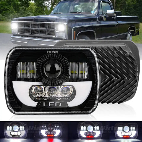 H6054 7X6" Led Headlight Hi/Lo Beam Halo Drl For Express Savana 1500 2500 3500 EB-DRP