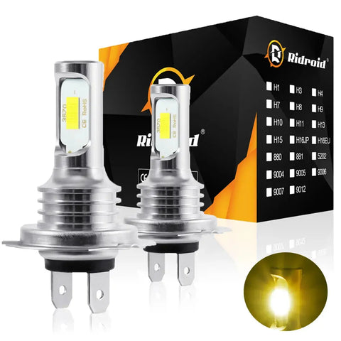 H7 3000K Yellow Csp Led Headlight Bulbs Kit High Low Beam Fog Light Hid Replace EB-DRP