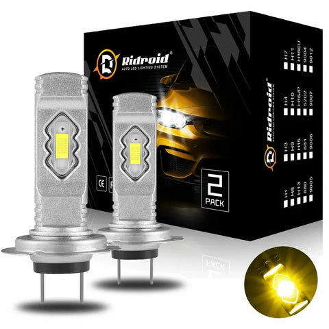 H7 Led Headlight Hi/Lo Fog Bulb Conversion Kit 3000K Yellow High Low Beam Px26D EB-DRP