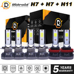 H7+H7+H11 Combo Mini Led Headlight Bulb Hi/Lo Beam Fog Light 90000Lm 6000K Lamp EB-DRP