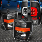 [Led Bar]2008-2010 Ford Super Duty Black Tail Light+Amber Signal Headlight Speed Daddy