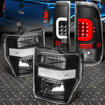 [Led Bar]2008-2010 Ford Super Duty Black Tail Light+Clear Signal Headlight Speed Daddy