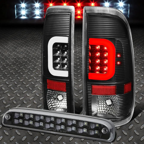 [Led C-Bar]2008-2016 Ford Super Duty Black Tail Light+Third 3Rd Brake Lamp Speed Daddy