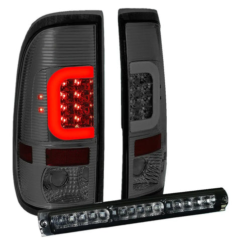 [Led C-Bar]Fit 1997-2004 Ford F-150/F-250 Smoked Tail Light+Third 3Rd Brake Lamp DNA MOTORING