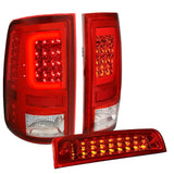 [Led C-Shape Bar]Fit 2009-2017 Dodge Ram Red Tail Light+Third 3Rd Brake Lamp DNA MOTORING