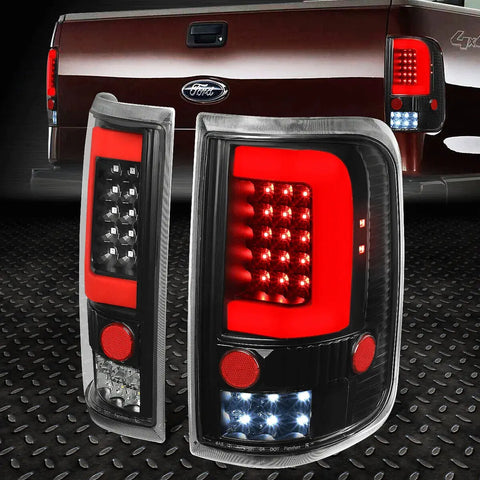 [Led C-Shape]04-08 Ford F150 Lobo Tail Light Rear Brake Reverse Lamps Black Speed Daddy