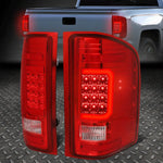 [Led C-Tube Bar] 07-14 Chevy Silverado Tail Light Brake Lamps Chrome/Red Speed Daddy