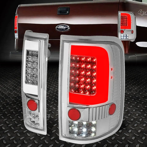 [Led C-Tube Bar]04-08 Ford F150 Lobo Tail Light Rear Brake Lamps Set Chrome Speed Daddy