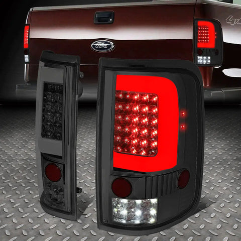 [Led C-Tube Bar]04-08 Ford F150 Lobo Tail Light Rear Brake Lamps Set Smoked Speed Daddy