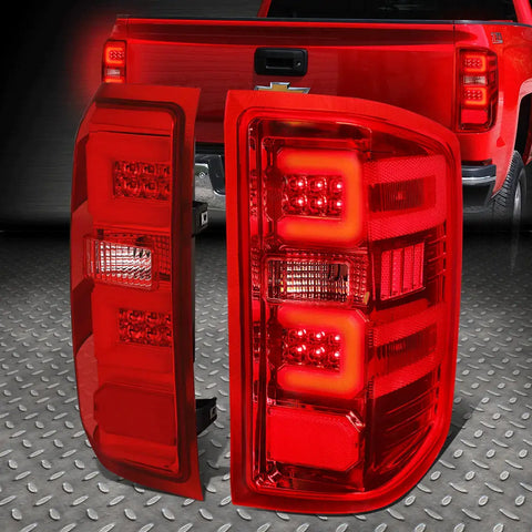 [Led C-Tube Bar]14-19 Chevy Silverado Gmc Sierra Tail Light Brake Lamp Red Speed Daddy