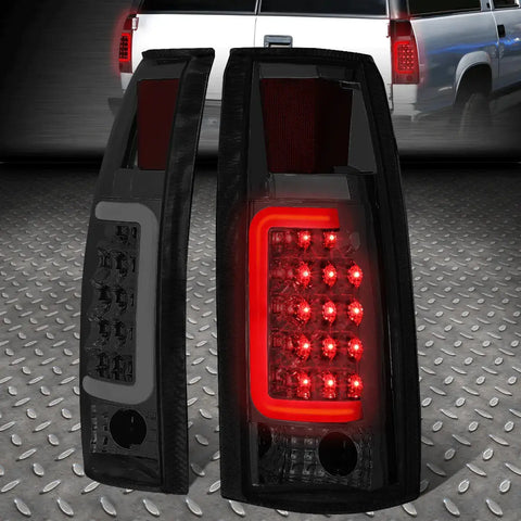 [Led C-Tube Bar]88-00 Chevy Gmc C/K Pickup Tail Light Rear Brake Lamp Smoked Speed Daddy