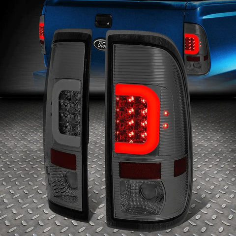 [Led C-Tube Bar]90-97 F150 F250 F350 Super Duty Tail Light Brake Lamp Smoked Speed Daddy