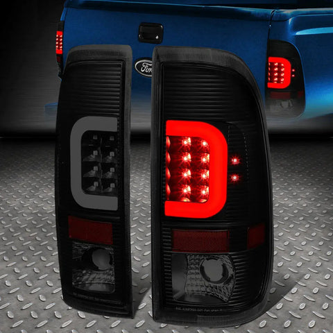 [Led C-Tube Bar]90-97 F150 F250 F350 Super Duty Tail Light Brake Lamp Tinted Speed Daddy