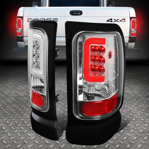 [Led C-Tube Bar]94-02 Dodge Ram 1500 2500 3500 Tail Light Brake Lamps Chrome Speed Daddy