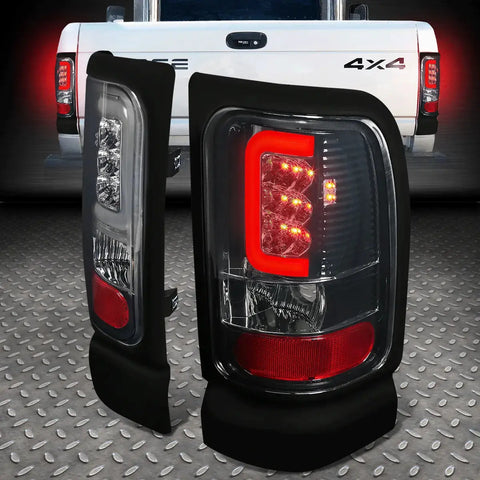 [Led C-Tube Bar]94-02 Dodge Ram 1500 2500 3500 Tail Light Brake Lamps Smoked Speed Daddy