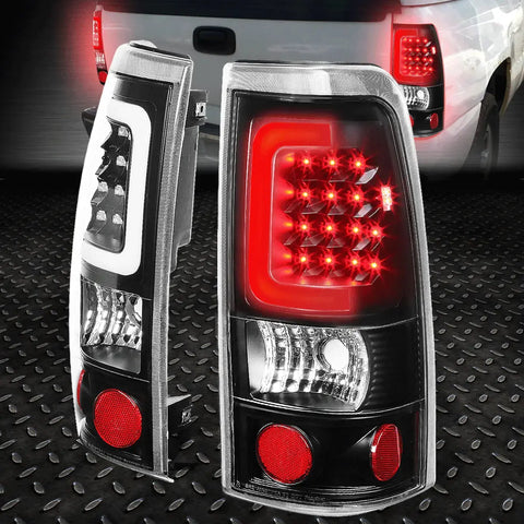 [Led C-Tube Bar]99-03 Chevy Silverado Gmc Sierra Tail Light Brake Lamp Black Speed Daddy