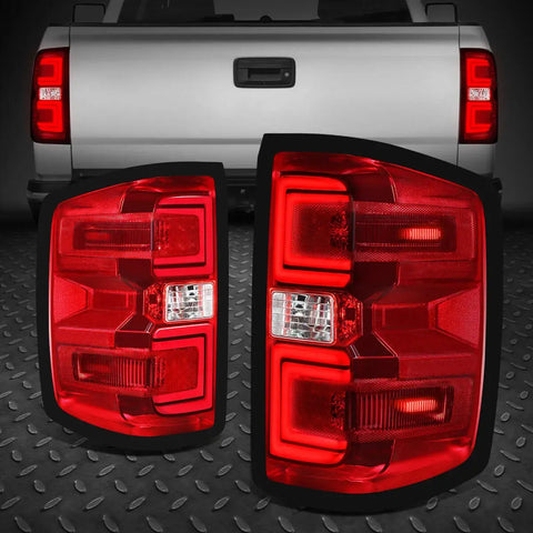 [Led C-Tube] 14-19 Silverado Sierra Red Lens Tail Light Brake Reverse Lamps Speed Daddy