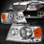 [Led Drl] 04-08 Ford F150 Lincoln Mark Lt Headlight Head Lamps Chrome/Amber Speed Daddy