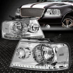 [Led Drl] 04-08 Ford F150 Lincoln Mark Lt Headlight Head Lamps Chrome/Clear Speed Daddy