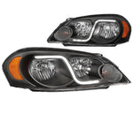 [Led Drl] 06-16 Chevy Impala/Limited Black Amber Headlight/Lamp Replacement DNA MOTORING