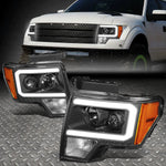 [Led Drl] 09-14 Ford F150 F-150 Black Amber Projector Headlight Head Lamps Speed Daddy