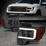 [Led Drl] 09-14 Ford F150 F-150 Smoked Amber Projector Headlight Head Lamps Speed Daddy