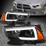 [Led Drl] 11-14 Dodge Charger Black Amber Projector Headlight Head Lamps Set Speed Daddy