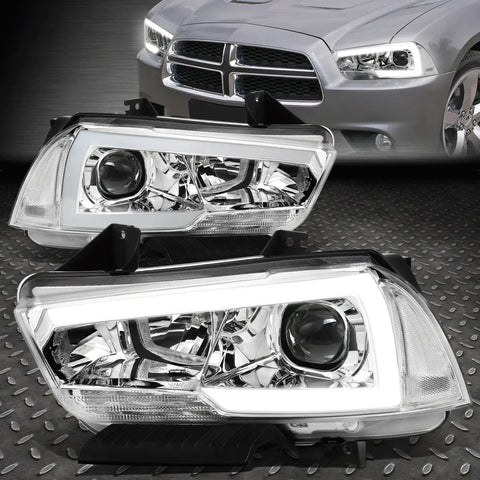 [Led Drl] 11-14 Dodge Charger Chrome Clear Projector Headlight Head Lamp Set Speed Daddy