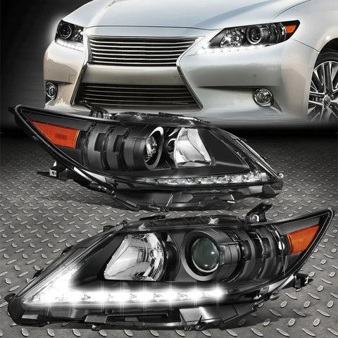 [Led Drl] 13-15 Lexus Es300H Es350 Oe Style Projector Headlights Black/Amber Speed Daddy