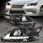 [Led Drl] 13-15 Lexus Es300H Es350 Oe Style Projector Headlights Black/Clear Speed Daddy