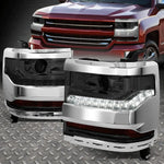 [Led Drl] 16-19 Chevy Silverado 1500 Smoked Lens Hid Projector Headlights Speed Daddy