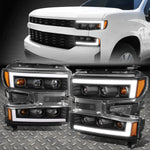 [Led Drl] 19-21 Chevy Silverado 1500 Quad Projector Headlights Black/Amber Speed Daddy