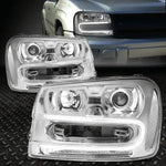 [Led Drl] 2002-2009 Chevy Trailblazer Pair Chrome Clear Projector Headlight Speed Daddy