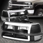 [Led Drl] 99-06 Silverado Suburban Headlight Bumper Signal Lamps Black/Clear Speed Daddy