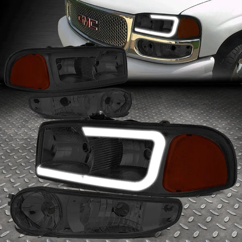 [Led Drl]00-07 Sierra Yukon Denali Headlight Bumper Signal Lamp Smoked/Amber Speed Daddy