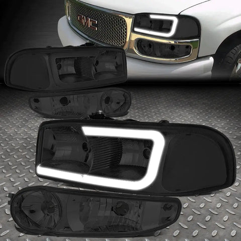 [Led Drl]00-07 Sierra Yukon Denali Headlight Bumper Signal Lamp Smoked/Clear Speed Daddy