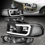 [Led Drl]00-07 Sierra Yukon Denali Headlight Bumper Signal Lamps Black/Clear Speed Daddy