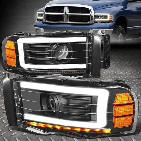 [Led Drl]02-05 Dodge Ram Amber Sequential Turn Signal Projector Headlights Speed Daddy