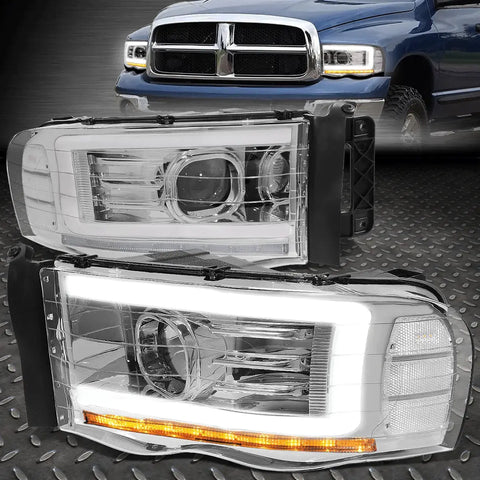 [Led Drl]02-05 Dodge Ram Sequential Turn Signal Projector Headlights Chrome Speed Daddy